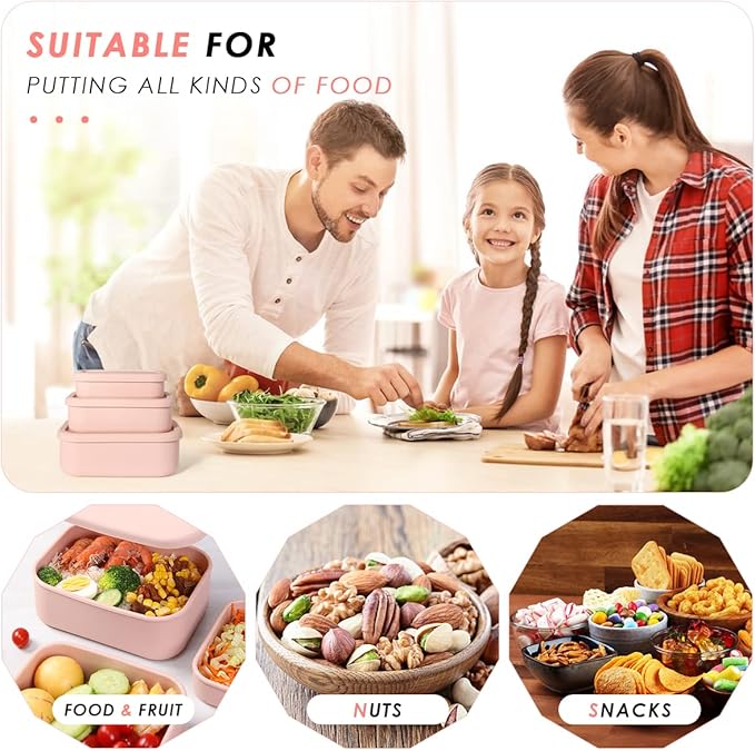 Silicone Food Storage Containers, Leak-Proof, Microwave & Dishwasher Safe