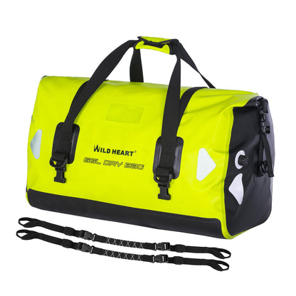 Wild Heart Waterproof Travel Bag PVC500D Double Base with Rope Strap and Inner Pocket 40L 66L 100L, Bright Green, 66L, Waterproof Travel Bag