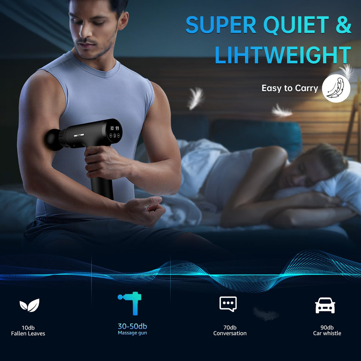 Massage Gun, Massage Gun Deep Tissue, Handheld Back Massager for Athletes, Percussion Muscle Massager with 6 Attachments & 30 Speed, Father's Day, Black