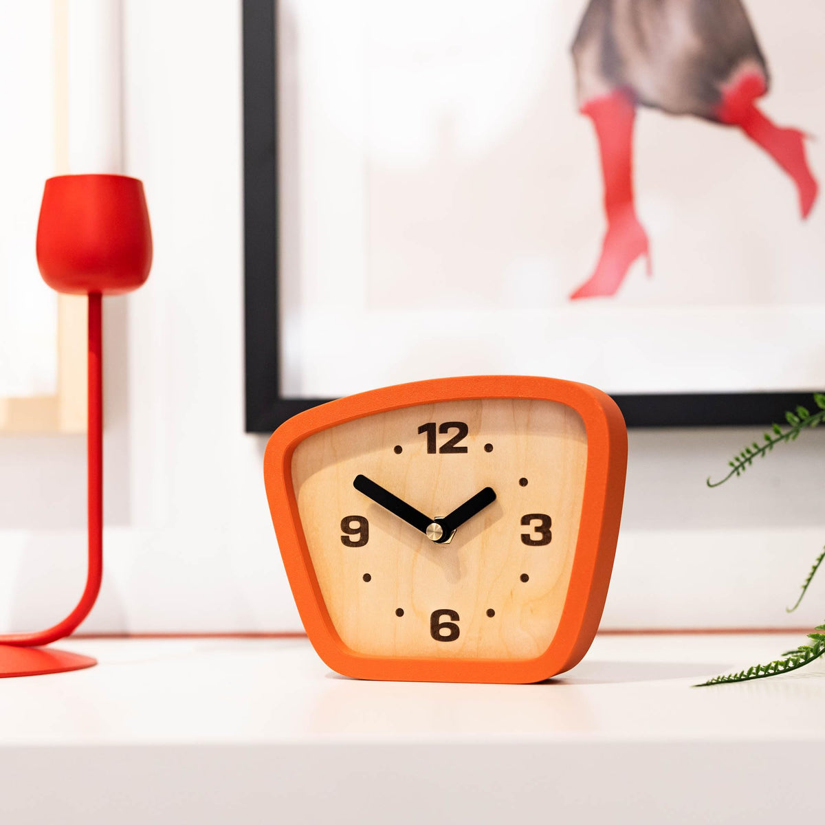 Little Top Creations Handcrafted Mid-Century Modern Clock – Silent Movement for Desk, Table & Mantel, No-Ticking Analog MCM Decor | Made in USA