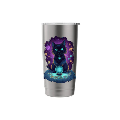 tarot card cat occult skeleton crystals aesthetic Stainless Steel Insulated Tumbler