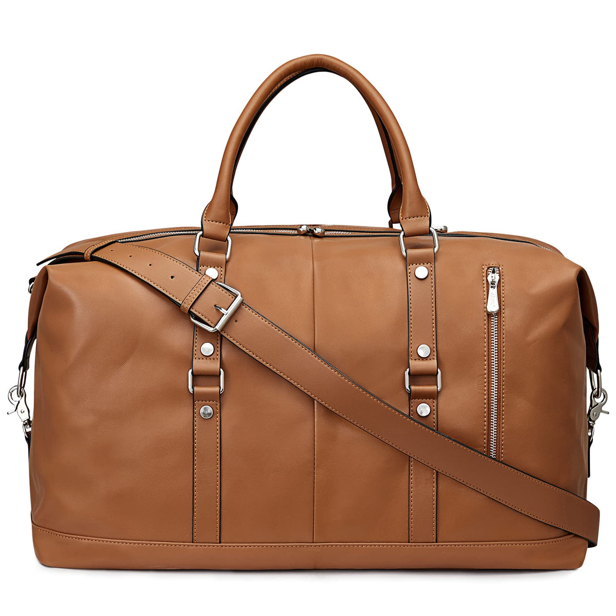 S-ZONE Genuine Leather Women Travel Duffle Weekender Overnight Weekend Carry on Shoulder Tote Bag