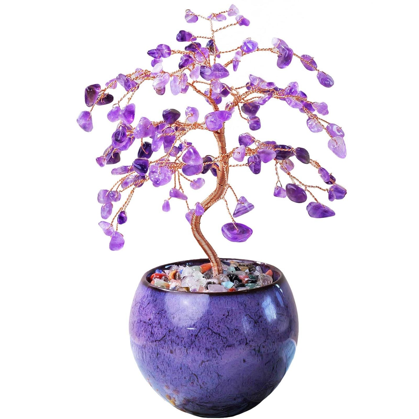 Runyangshi Amethyst Crystal Tree of Life - 8" Large Natural Chakra Healing Crystal Tree, Bringing Money, Good Luck, Positive Energy for Home Decor, Feng Shui Gifts, Office Desk Ornament