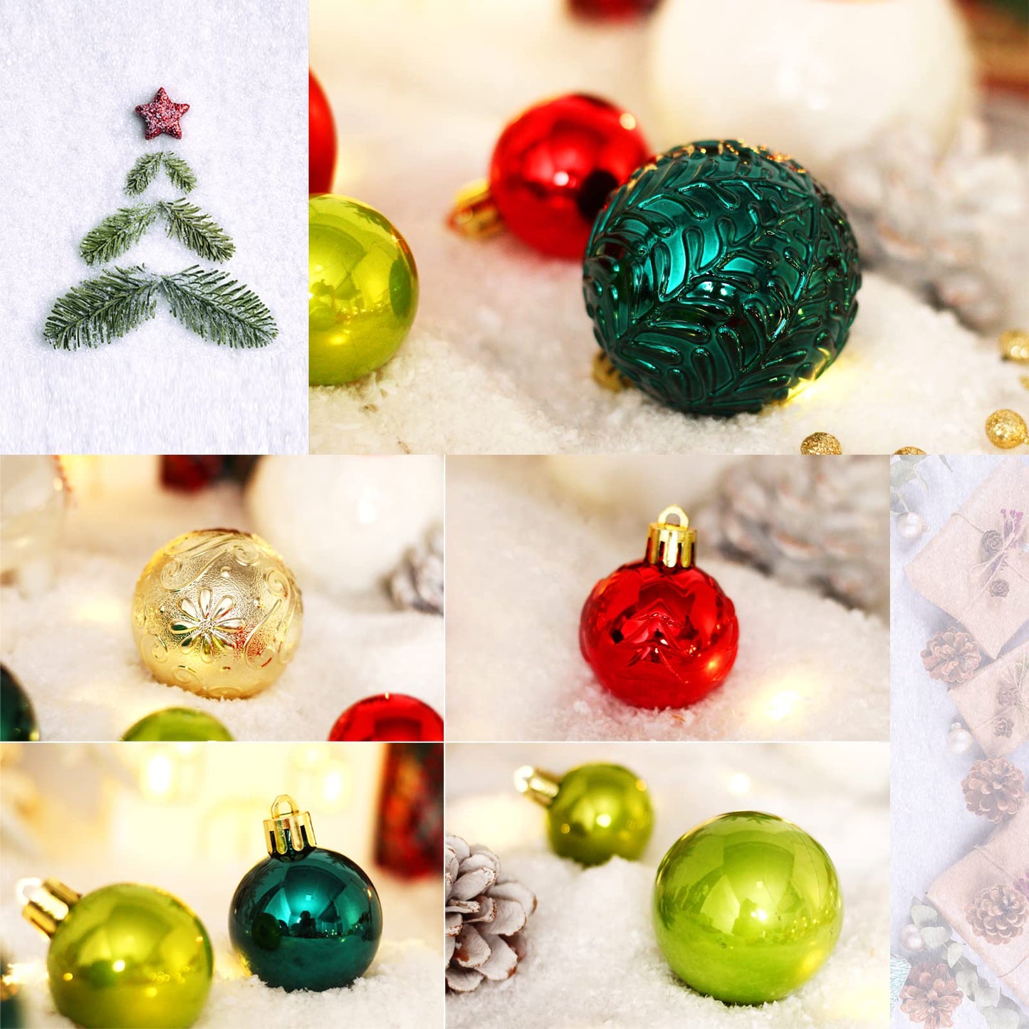 Christmas Tree Ornaments, 40pcs Christmas Ball Ornaments Set Shatterproof Christmas Tree Decorations for Xmas