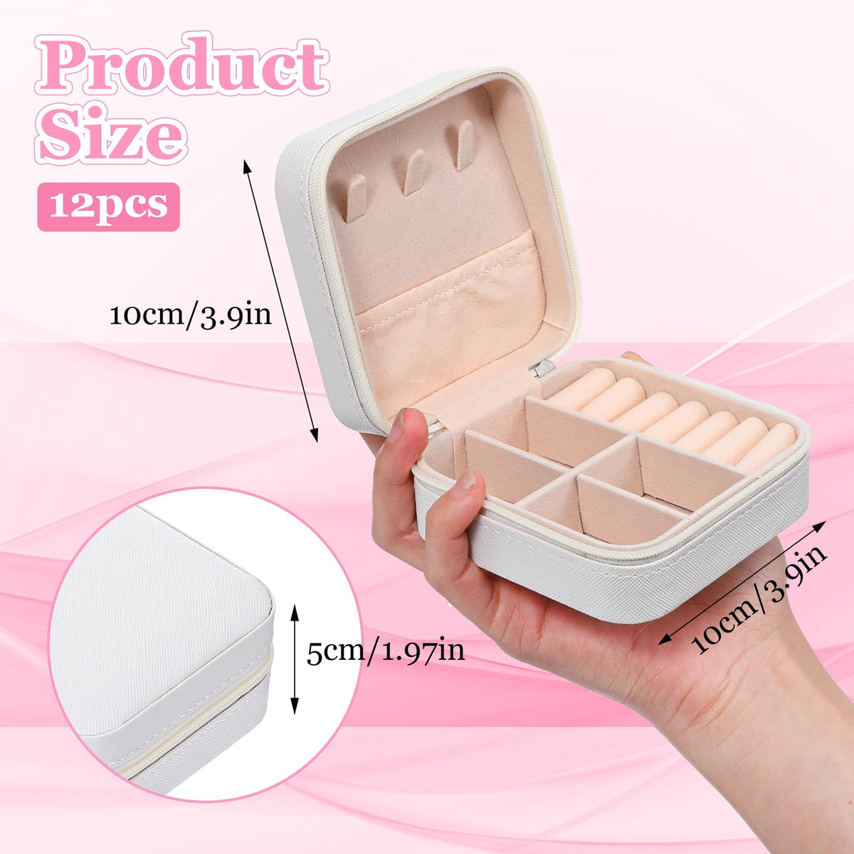 Meyeyaia 12pcs Mini Travel Jewelry Case,White Bridesmaids Proposal Small Jewelry Box Mini Jewelry Organizer,Small PU Leather Portable Storage Box for Rings,Earrings,Necklaces,Pendants,Bracelets