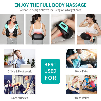 Nekteck Neck Massager for Pain Relief Deep Tissue, FSA Eligible Shiatsu Back Massager with Heating 3D Kneading Massage Pillow for Shoulder Leg Muscle, Office Home Car Use, HSA Eligible, Plug-in Use