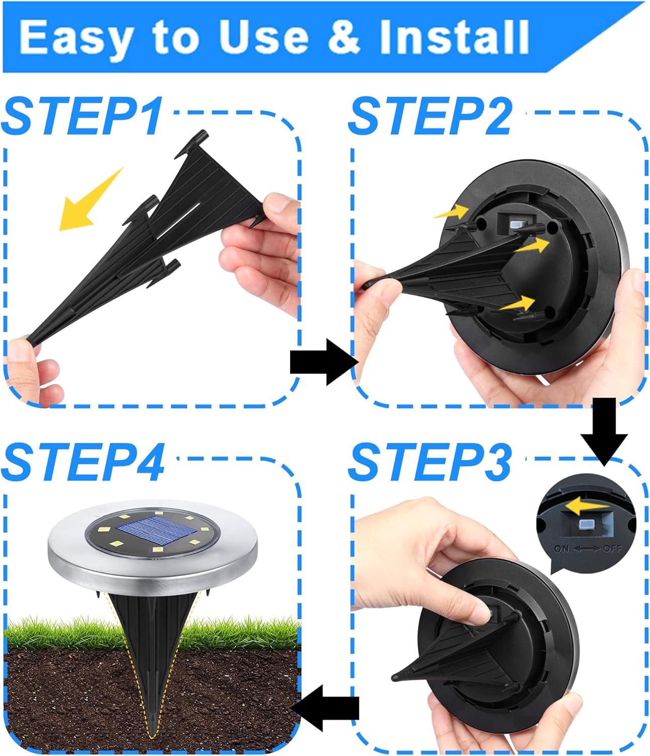 4.6 Inch Diameter Solar Ground Lights, Waterproof Solar Garden Lights, Outdoor Garden Waterproof Bright in-Ground Light, Landscape Lighting for Pathway,Yard,Lawn,Patio,Walkway (12 Pack Warm Light)