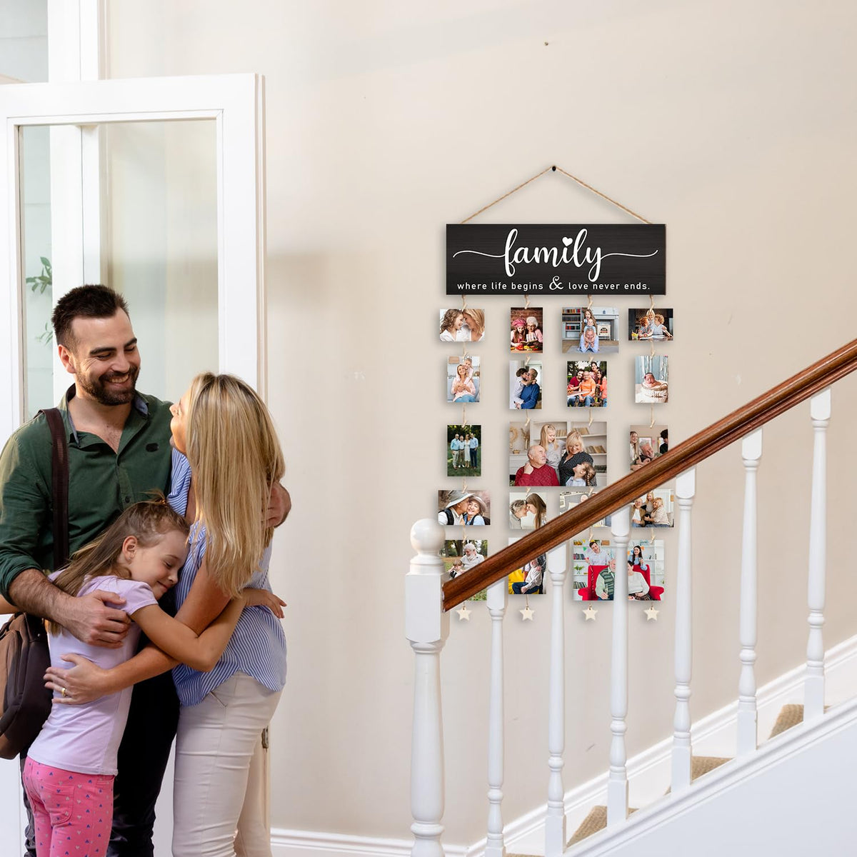 Orchroma Picture Frames Collage Photo Hanging Display Picture Board,Family Picture Frames Collage Wall Decor,Family Where Life Begins and Love Never Ends,Home Living Room Bedroom Wall Decor (Black)