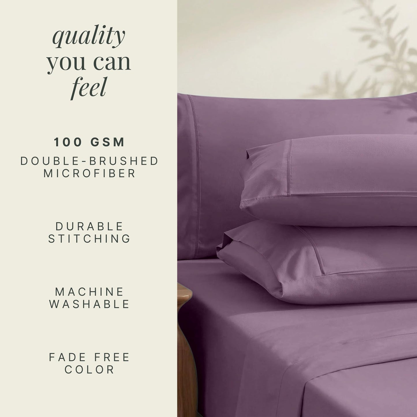 Hearth & Harbor Bed Sheets, Luxury Soft 6 Piece Bed Sheet Set Extra Deep Pocket Fitted Sheets Fits Mattress up to 21", Double Brushed Bedding Sheets & Pillowcases,