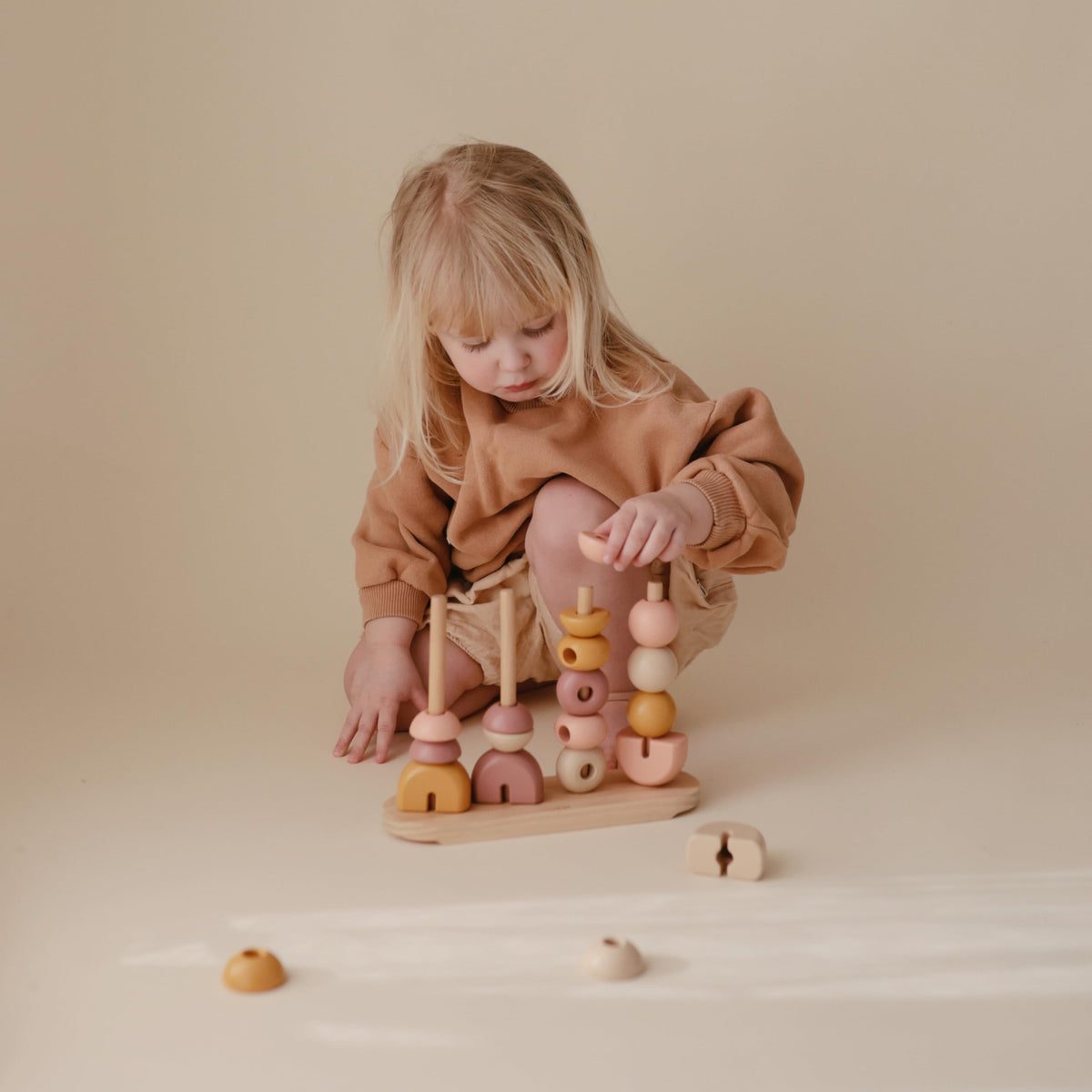 mushie Wooden Multi Shape Stacker | for Kids 3 Years+ | Preschool Educational & Toddler Montessori Toys (Original)