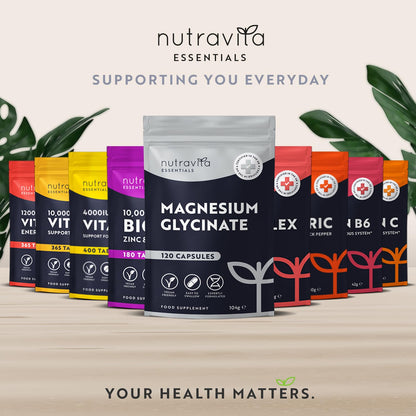 Magnesium Glycinate Supplements 1000mg – 2 x 500mg Magnesium Bisglycinate Caps per Serving - 120 High Strength Capsules Providing 200mg Elemental Magnesium - Magnesium Tablets Alternative - Nutravita