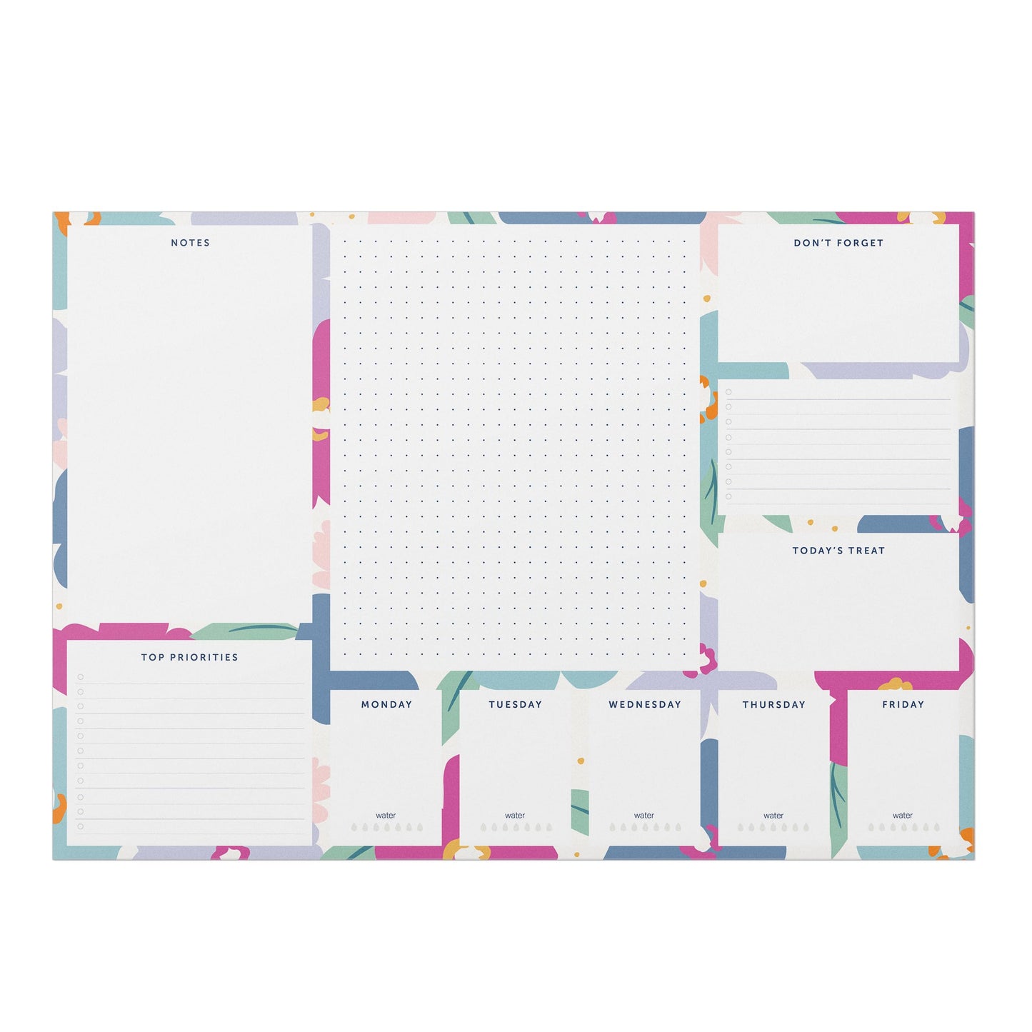 Busy B A3 Desk Pad in Floral with 36 Tear-off Sheets, Reminders, Notes and Handy Year Planner