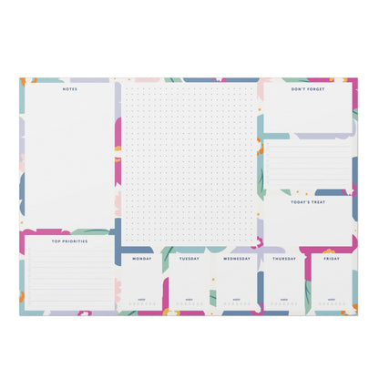 Busy B A3 Desk Pad in Floral with 36 Tear-off Sheets, Reminders, Notes and Handy Year Planner