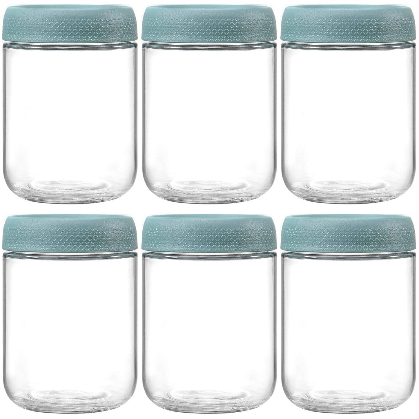 NETANY 6-pack 16 oz Overnight Oats Containers with Lids, Glass jars with Airtight Lids, Wide mouth Mason Salad jars, Glass Food Storage Containers for Snacks Yogurt Spice Sugar
