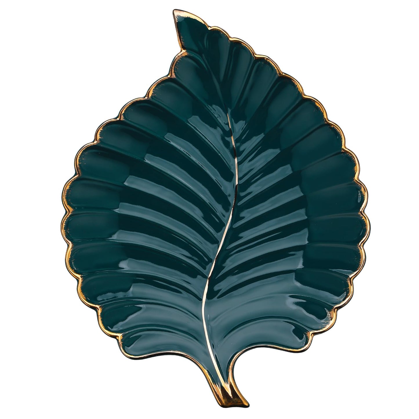 VanEnjoy Candy Dishes Decorative, Key Bowl for Entryway Table, Green Ceramic Bowl Decorative, Decorative Bowl for Keys, Leaf Jewelry Plate Tray