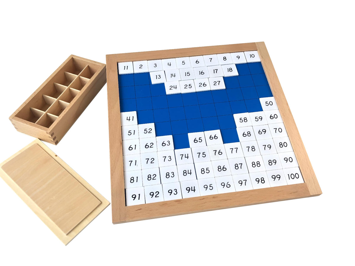 Premium Montessori Hundred Board Math Toy, 13.4″ Solid Beechwood Number Sequencing 1-100 for Kids Ages 4-8, Educational Teaching Aids & Homeschool Supplies, Durable Learning Gift (Hundred Board)