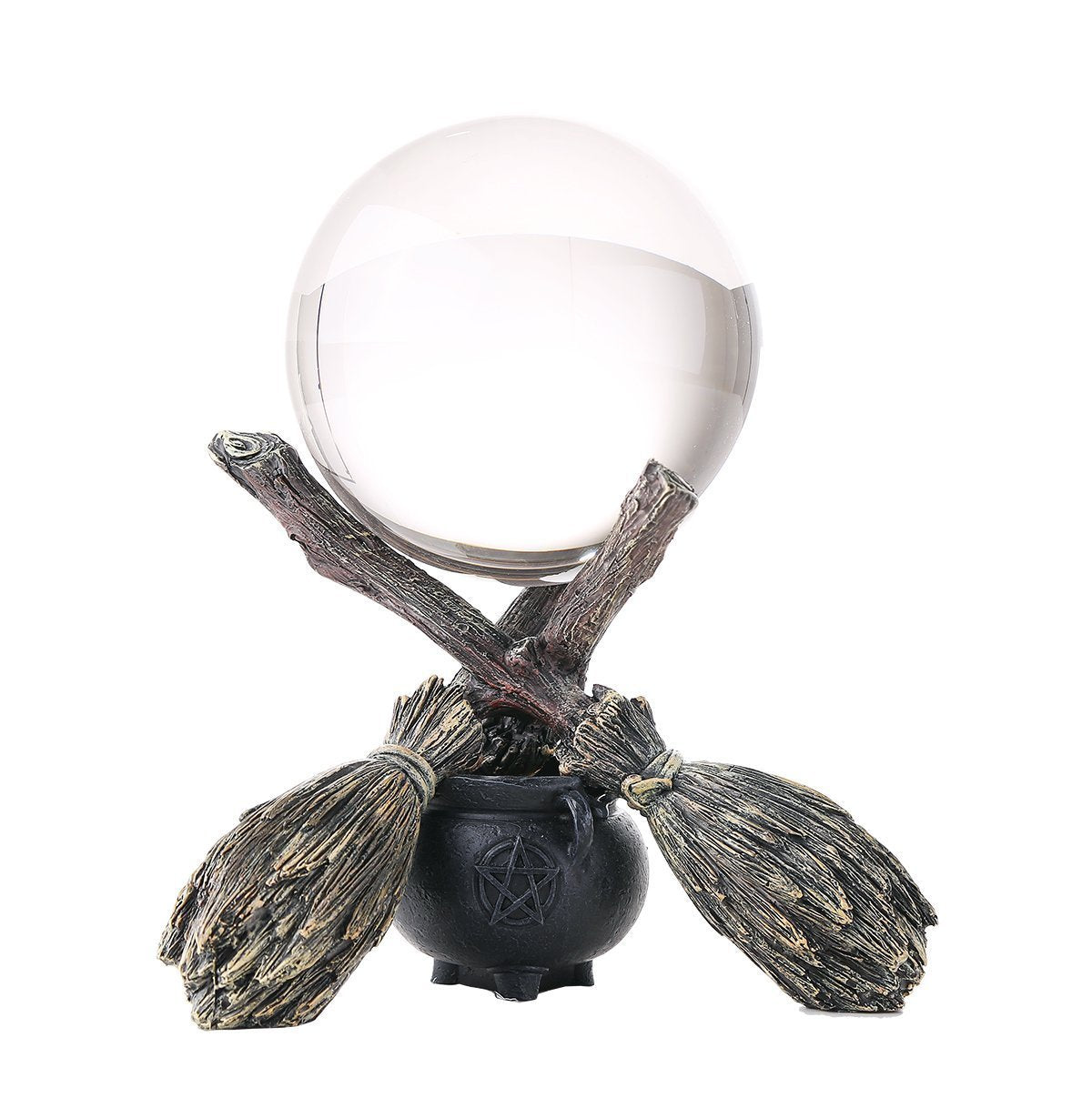 Pacific Giftware Broomstick and Cauldron Witchcraft Gazing Crystal Ball Wiccan Witch Halloween