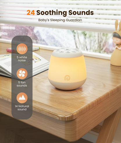 Dreamegg White Noise Machine, Portable Sound Machine with 8 Night Light for Baby Kids, White Noise Sound Machine with 24 Sounds, Pink&White Noise for Sleep Nursery Travel, Baby&Toddler Sleep Aid Gift