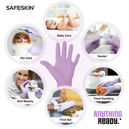 SAFESKIN Disposable Nitrile Gloves in POP-N-GO* Pack - Light Duty - Medium Size, Powder Free, Food Safe - 200 Count
