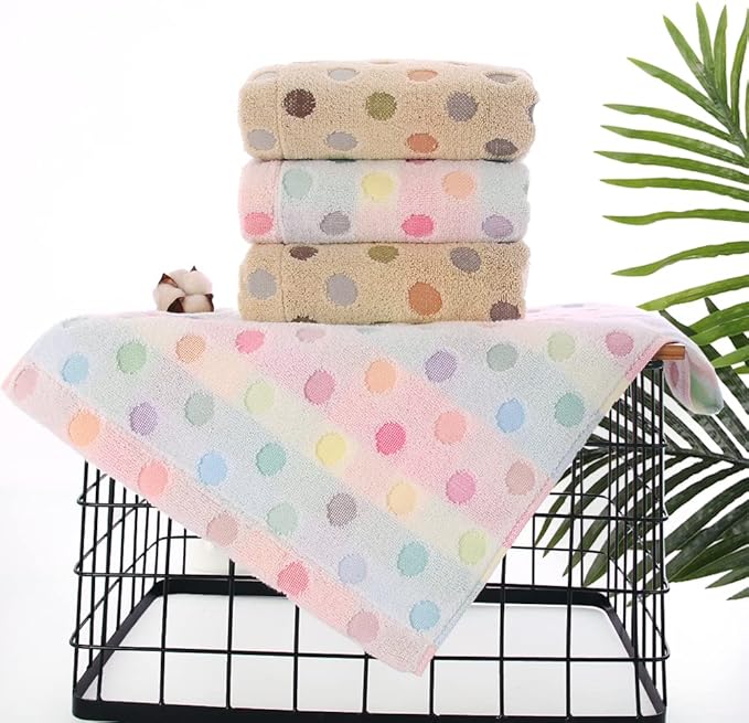 Pidada Hand Towels Set of 2 Colorful Polka Dot Pattern 100% Cotton Soft