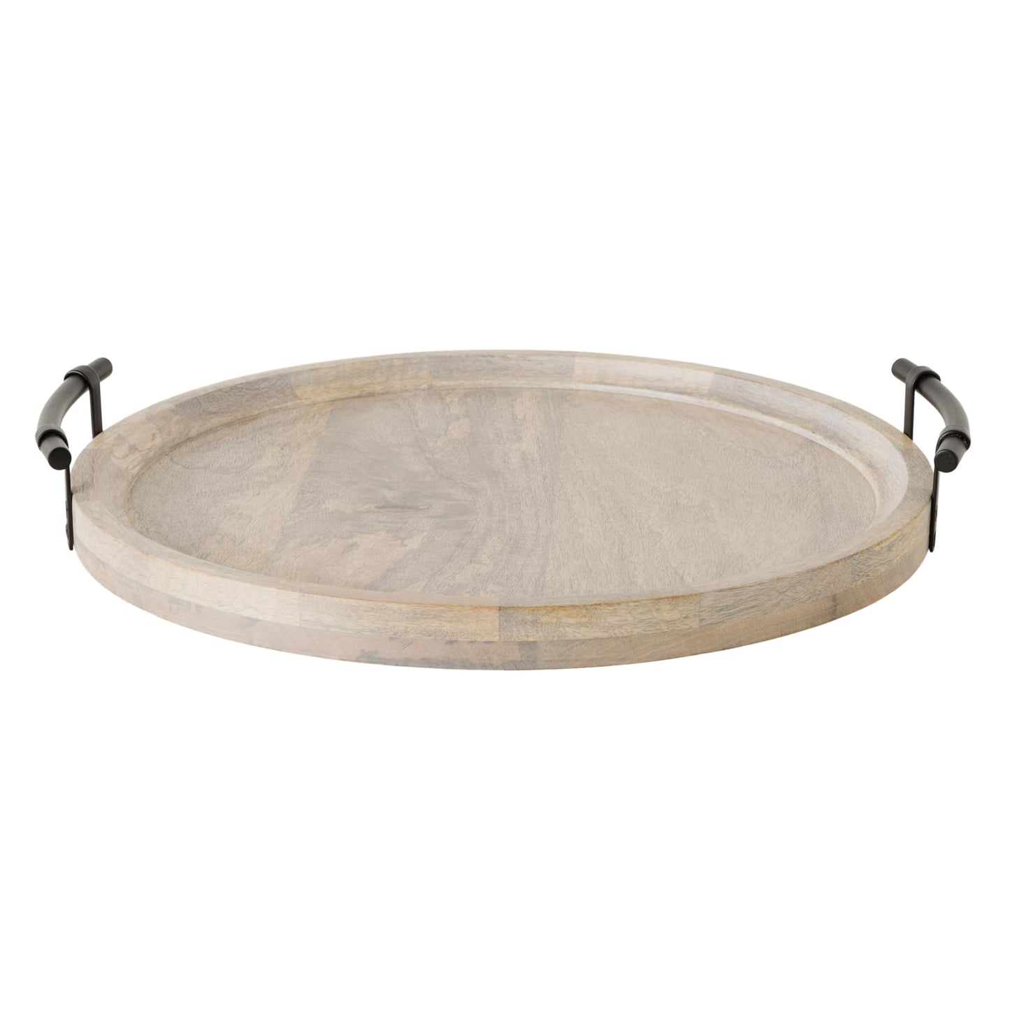 Kate and Laurel Bruillet Farmhouse Wood Round Lazy Susan Tray; 20 x 20; Natural; Wooden Countertop Organizer with Turning Lazy Susan for Kitchen Storage; Coffee Table; or Living Room Ottoman