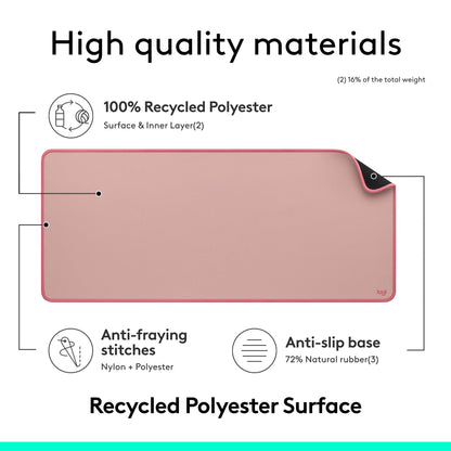 Logitech Desk Mat - Studio Series, Multifunctional Large Desk Pad, Extended Mouse Mat, Office Desk Protector with Anti-slip Base, Spill-resistant Durable Design - Pink