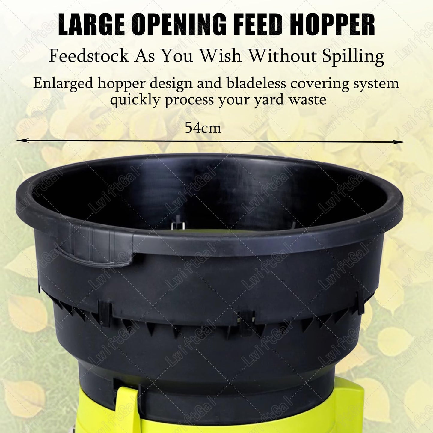 LwiftGal Garden Leaf Crusher with Wheels and Storage Bag, Electric Leaf Mulcher Compost Shredder 2500w, 8000rpm Electric Chipper for Yard Cleanup, Composting 30mpowercord