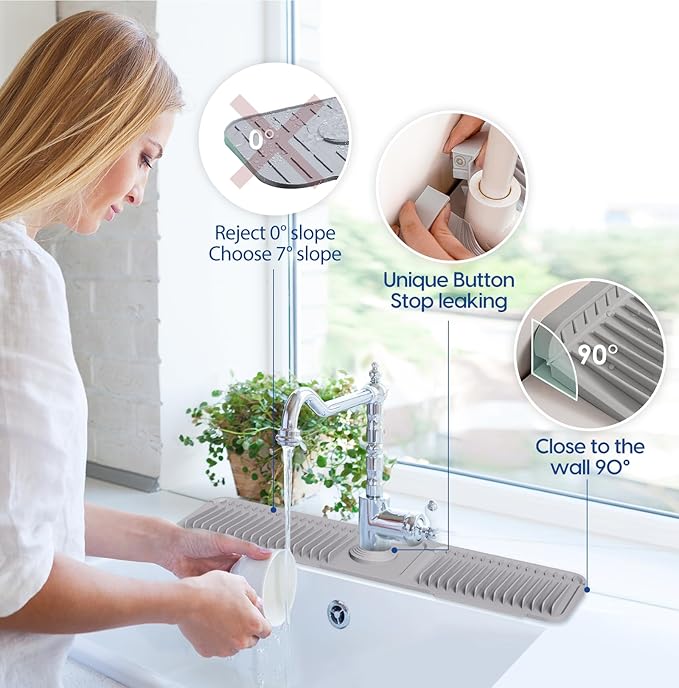 24 Inch Silicone Faucet Mat for Kitchen Sink Splash Guard