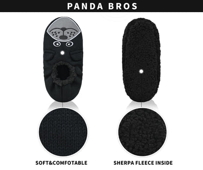 Panda Bros Slipper Socks for Men, Mens Slipper Socks with Non Skid Bottoms, Cozy Animal House Slippers