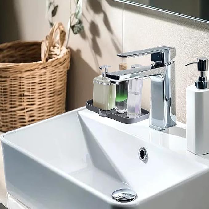 2 PC Sponge Stand for Kitchen Sink and Soap Tray for Bathroom Sink, Silicone
