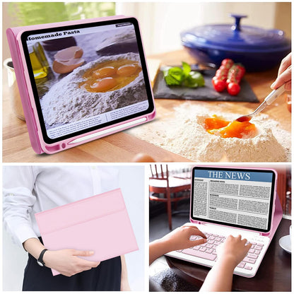 Case with Keyboard for iPad 11th Generation A16 11 inch 2025, UK layout Keyboard Case for ipad 10th Gen 2022, Slim Case with Detachable Bluetooth Keyboard and Pencil Holde for iPad 11/10 Gen, Pink
