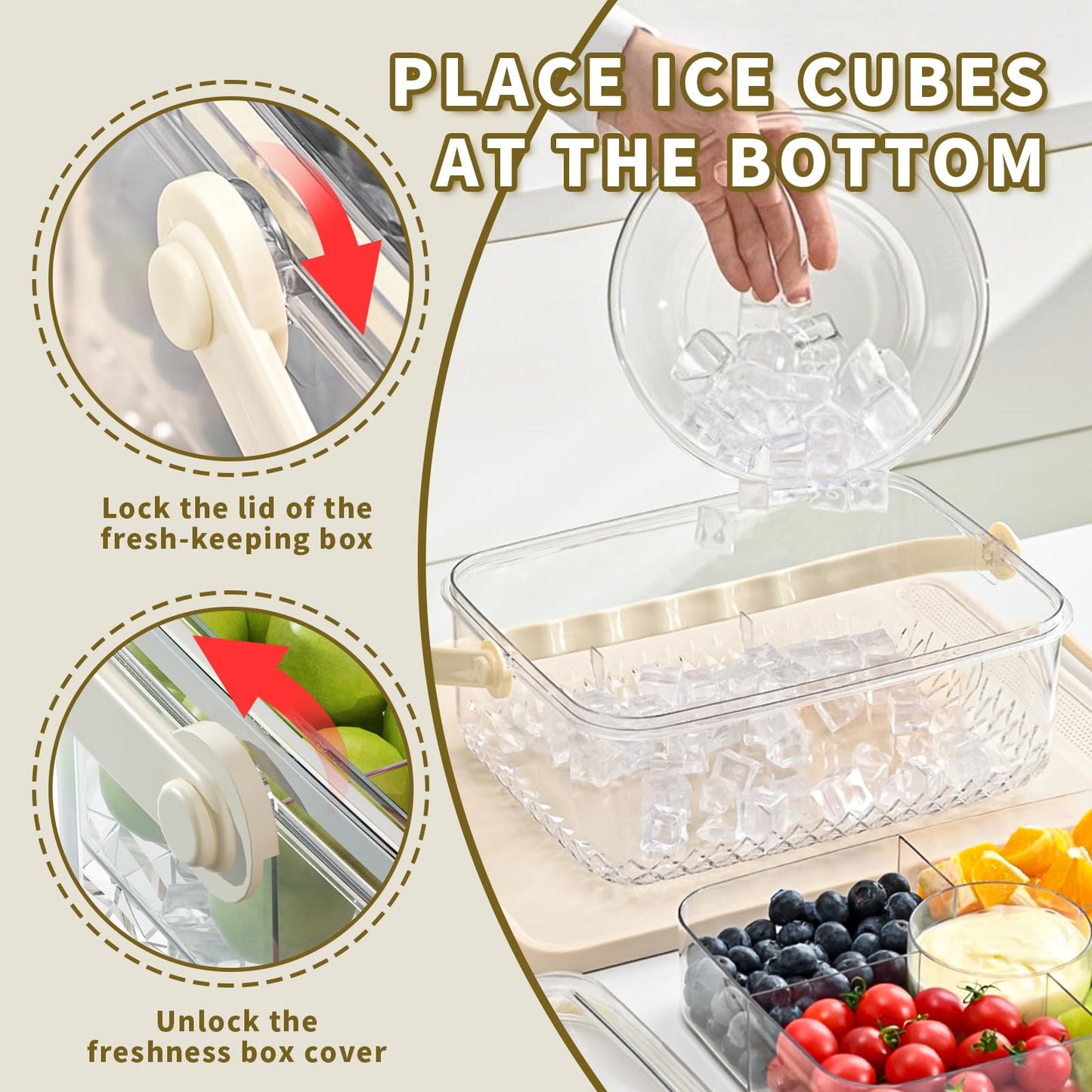 Small Premium Chilled Serving Tray with Lid for Parties,Cold Dish Perfect for Fruits,Veggies,Shrimp Cocktail - Keeps Food Cool,Ice Chilled Party Platter for Vegetables,Snacks,Candy and Appetizers