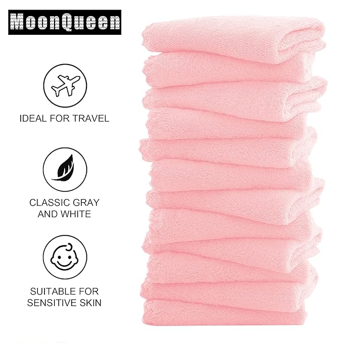MOONQUEEN Microfiber Facial Cloths Fast Drying Washcloth 12 Pack