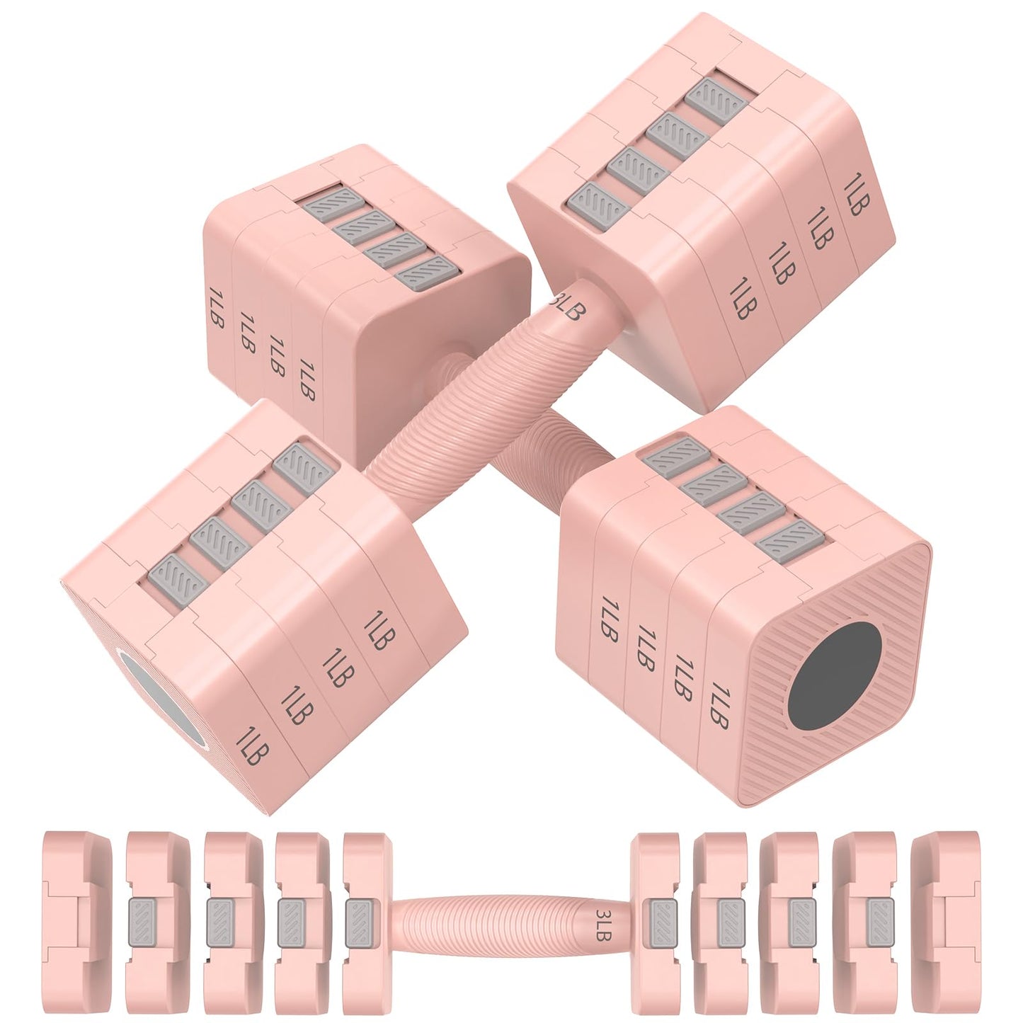 Adjustable Dumbbells Set of 2, 5-in-1 Adjustable Weight Dumbbells for Women/Men, 3lb/5lb/7lb/9lb/11lb Dumbbell Weights Set for Home Gym Workout