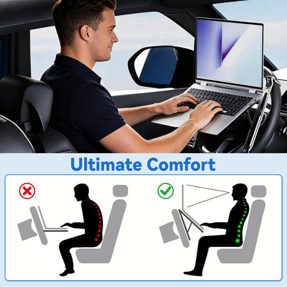 STEERTOP Car Laptop Mount Steering Wheel Tray Holder, Height Adjustable Car Desk for Laptop Computer Tablet, Foldable Portable Lap Laptop Stand for Car Vehicle Workstation Accessories Truck SUV Tesla