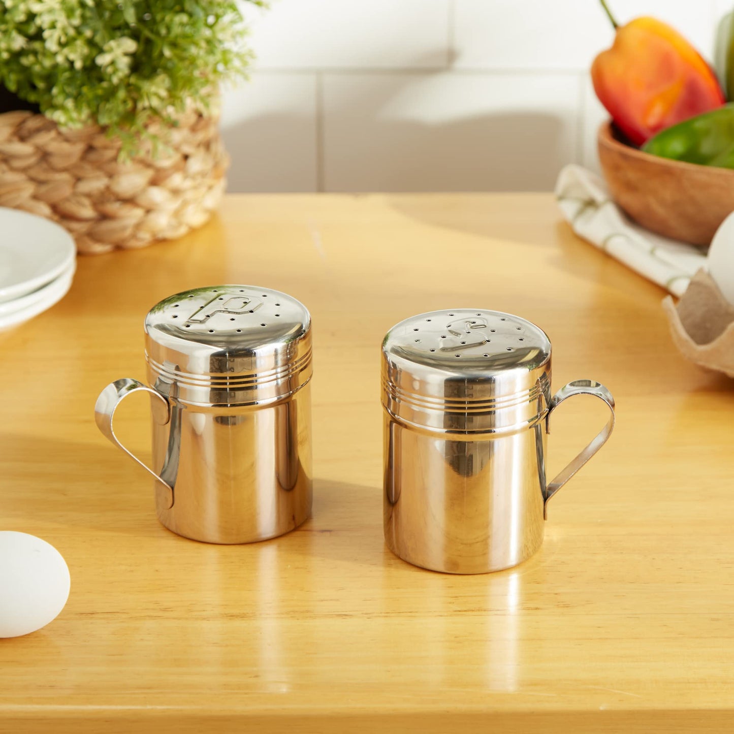 RSVP International Endurance Kitchen Shaker Collection, Dishwasher Safe, Salt & Pepper Set, 10-Ounce, Stainless Steel