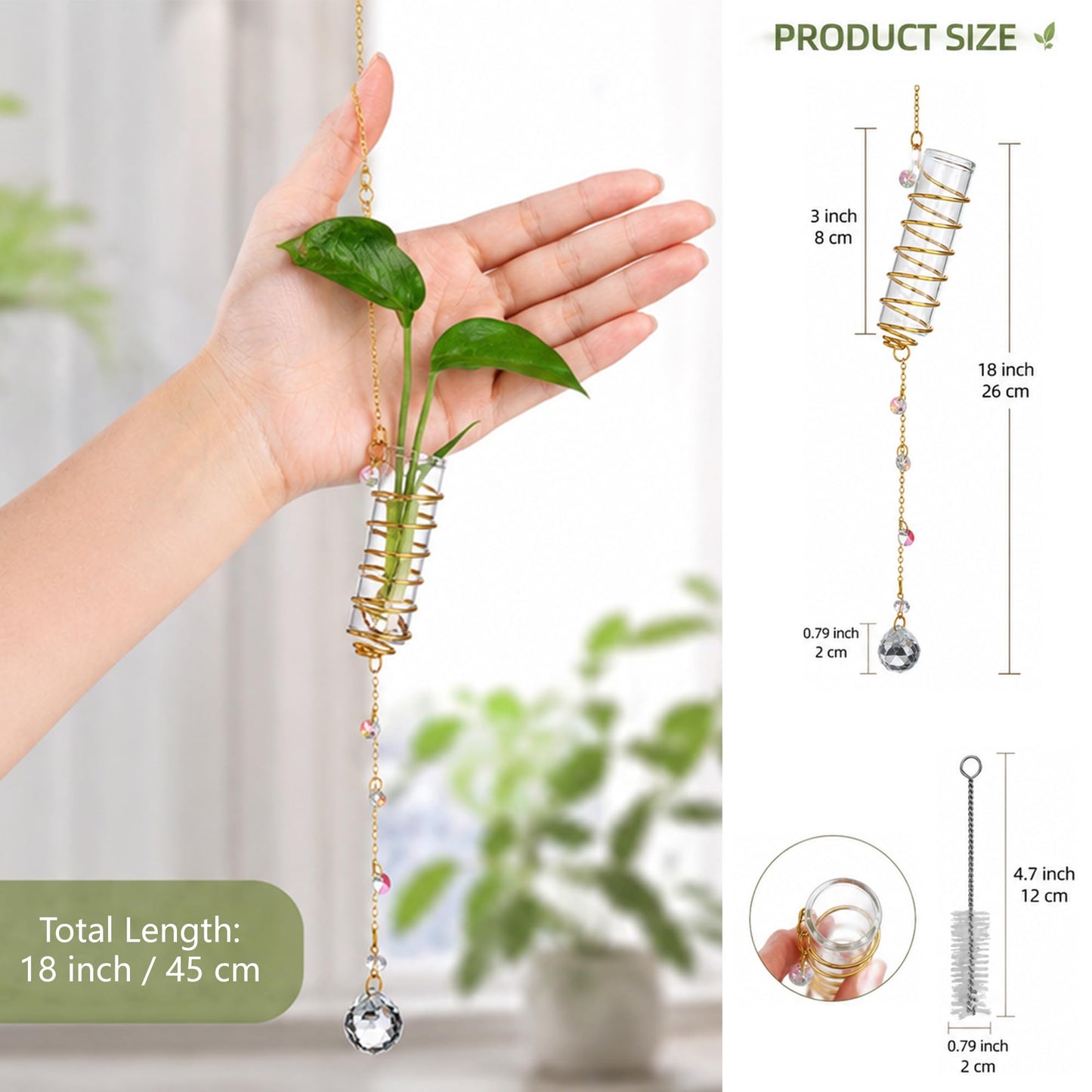 6Pcs Hanging Propagation Station with Crystal Ball Prisms Plant Suncatcher