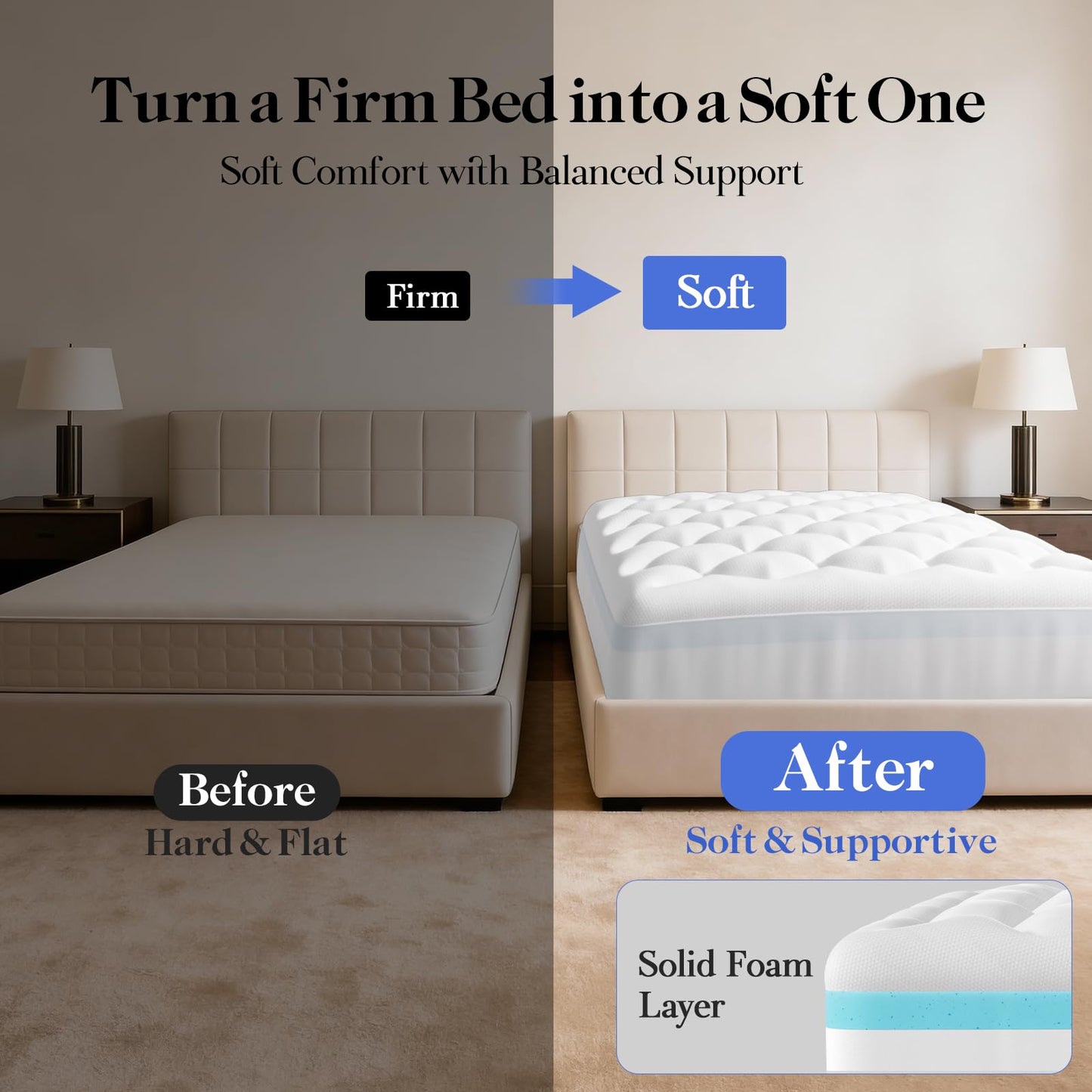 OhGeni Cooling 4 Inch Twin XL Dual Layer Mattress Topper, 2 Inch Gel Memory Foam,2 Inch Soft Pillow Top Pad, College Dorm Essentials Bedroom Mattresses Cover, Comfortable Sleep and Back Pain Relief