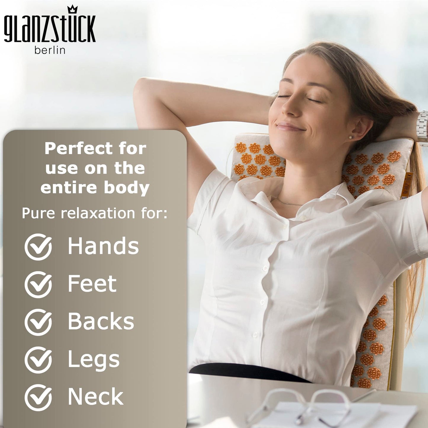 Glanzstück Berlin® Health Collection XXL Acupressure Mat Set for Full Body for Tension Headaches Back Pain Stress