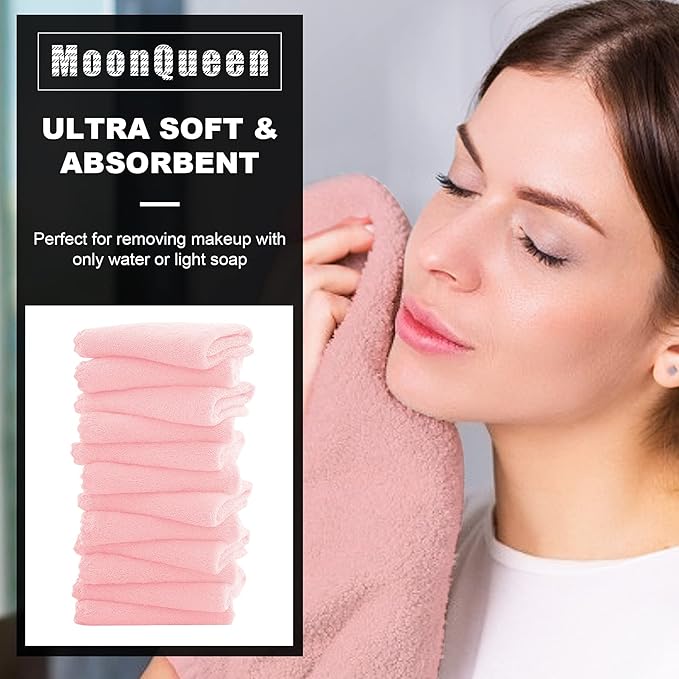 MOONQUEEN Microfiber Facial Cloths Fast Drying Washcloth 12 Pack