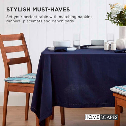 HOMESCAPES - Seat Pad - Navy Blue - 40 x 40 cm - Indoor - Garden - Dining - Chair Cushion with a Button Tie Handle to fix to Chair - 100% Cotton - Well Filled - Easy Care - Washable At Home
