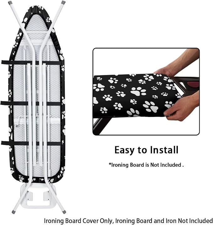 White Dog Paws Ironing Board Cover Heat Reflective Iron Pad
