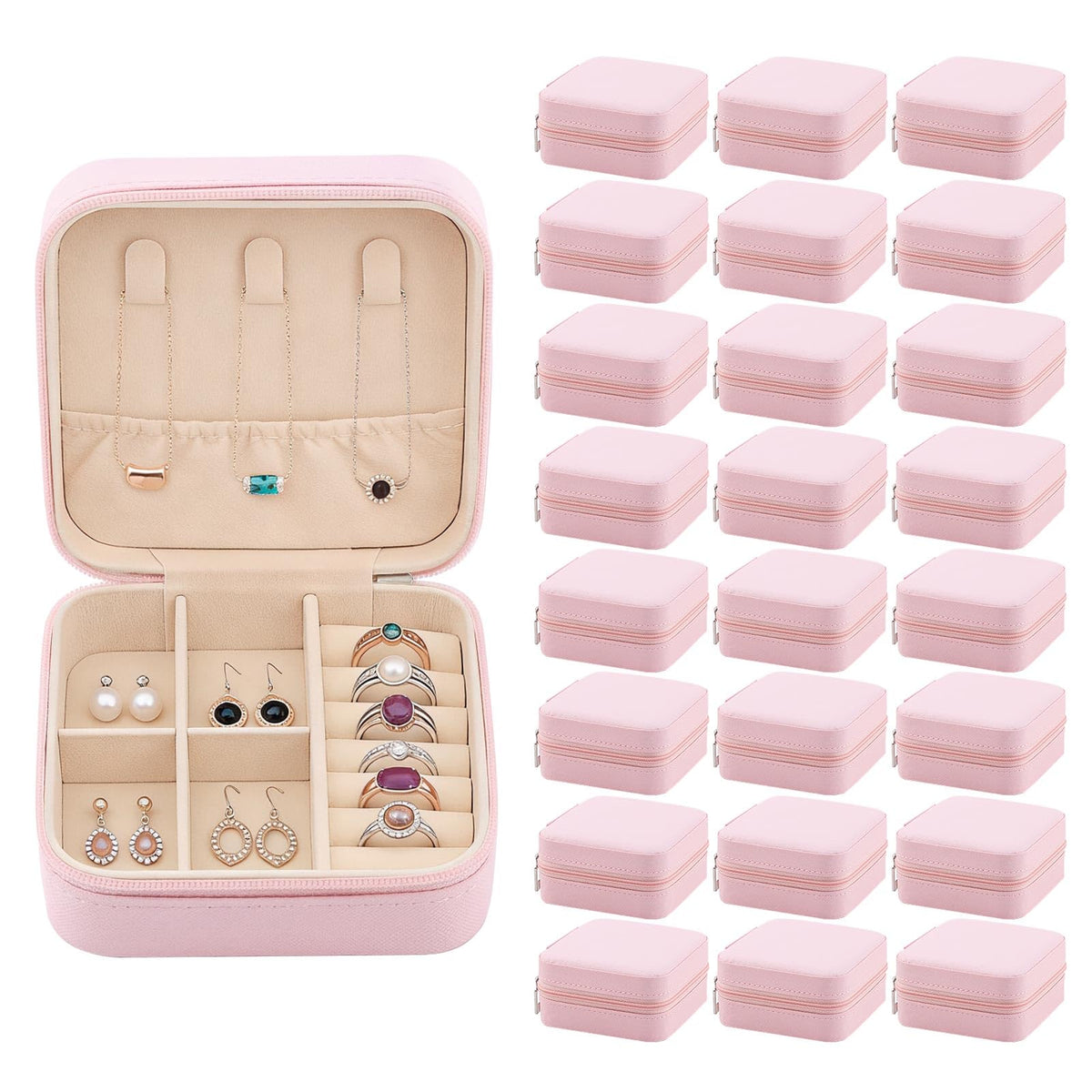 Easytle 24 Pcs Travel Jewelry Box Exquisite Travel Jewelry Case Portable Jewellery Storage Holder Organizer Box Small Jewelry Organizer for Rings Earrings Necklaces Pendants Bracelets Watches
