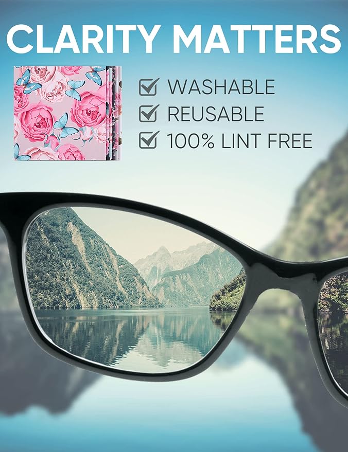 6PCS Thickened Glasses Cleaning Cloth Elegant Flower Design Microfiber Cleaning