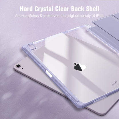 FINTIE Hybrid Case for iPad Air 13-inch (M3) 2025, (M2) 2024, [Built-in Pencil Holder] Shockproof Cover with Clear Transparent Back Shell, Auto Wake Sleep, Lilac Purple