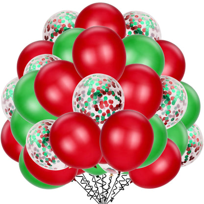 80 Piece 12 Inch Confetti Latex Balloons Event Party Supplies St Patrick's Day 4th July Labor Day Mardi Gras Wedding Birthday Baby Shower Balloons (Christmas Red, Christmas Green)