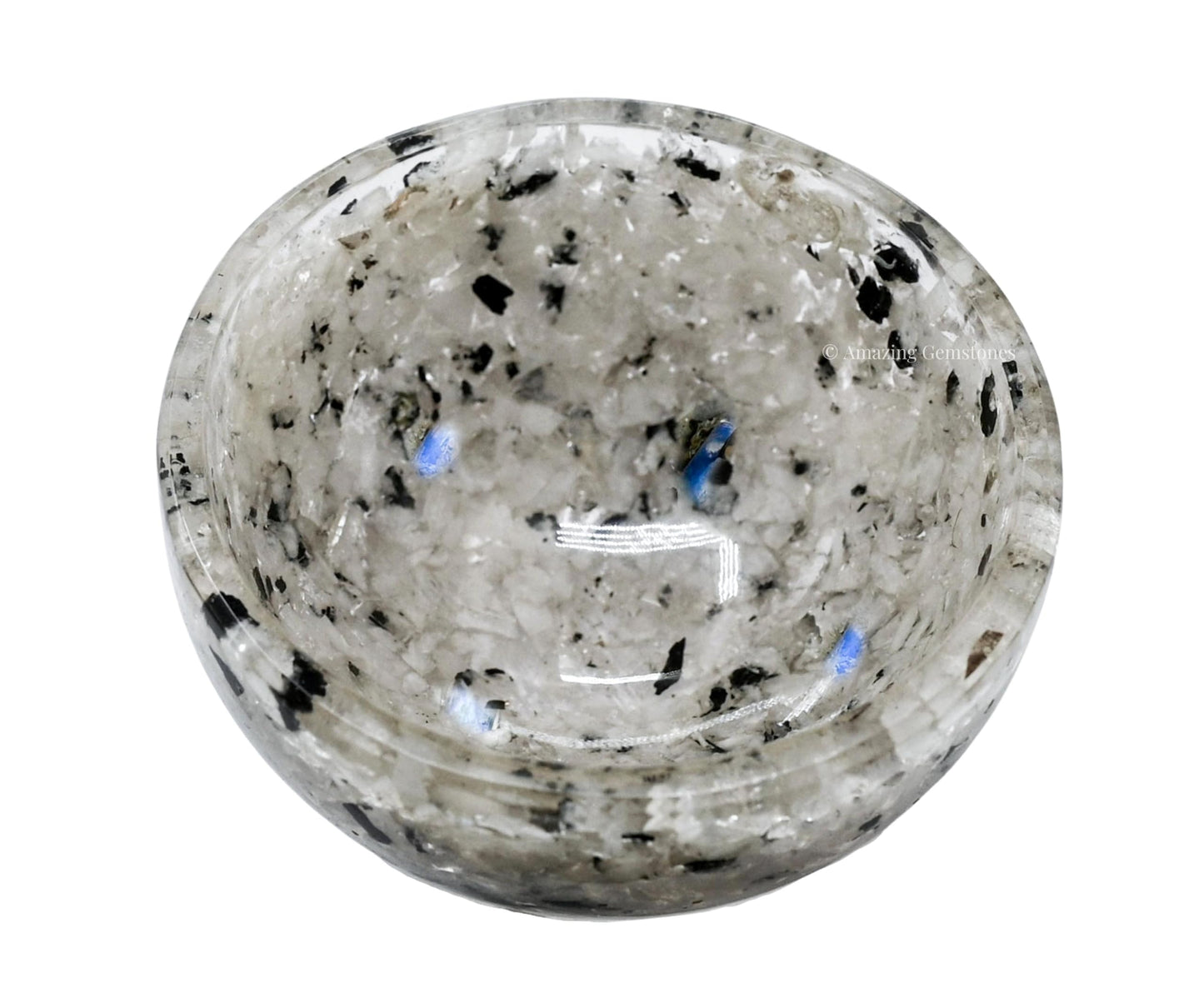 Amazing Gemstone Rainbow Moonstone Orgonite Orgone Crystal Gemstone Bowl - 3" Orgonite Rainbow Moonstone Crystal Bowl for Meditation, Crystals and Healing Stones Gift and Protection