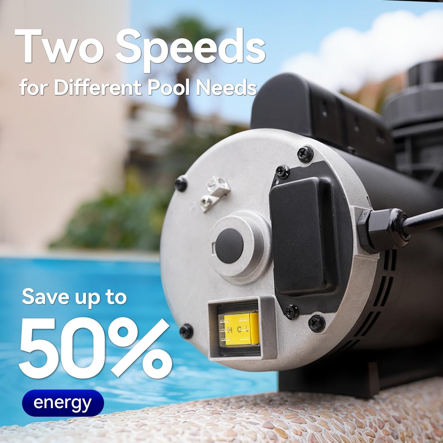 AQUASTRONG In/Above Ground Pool Pump Pure Copper Motor Energy Efficient High Flow Powerful Self Primming Swimming Pool Pumps with Filter Basket, Dark Grey
