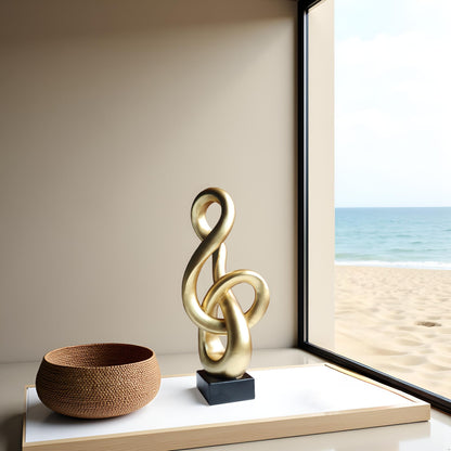 LAIKEARTS 16" Modern Abstract Ribbon Decorative Sculpture, Knot Sculptures,Home Decor,Coffee Table Statues,Dining Living Room Desk Decor,Musical Note,Golden