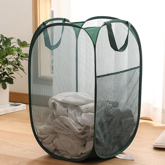 Pop Up Laundry Basket, Collapsible Mesh Laundry Hamper, Vertical Popup Hamper